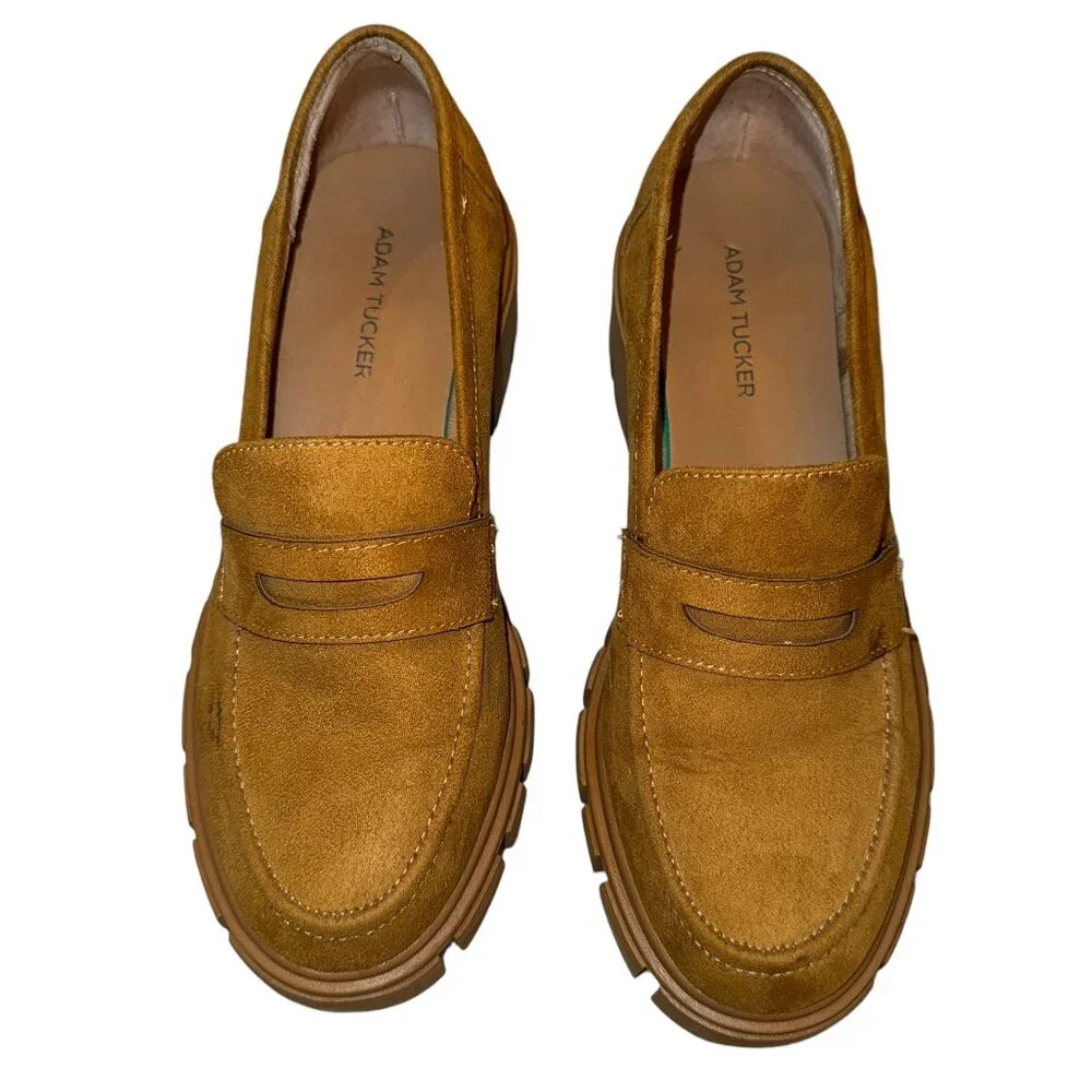 Adam Tucker Lug Sole Sueded Camel Loafer Size 7.5 - Picture 4 of 7